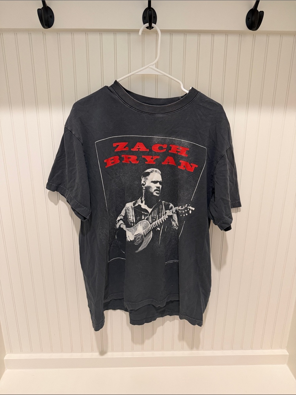 Black Graphic Band Tee with Red Lettering - Men